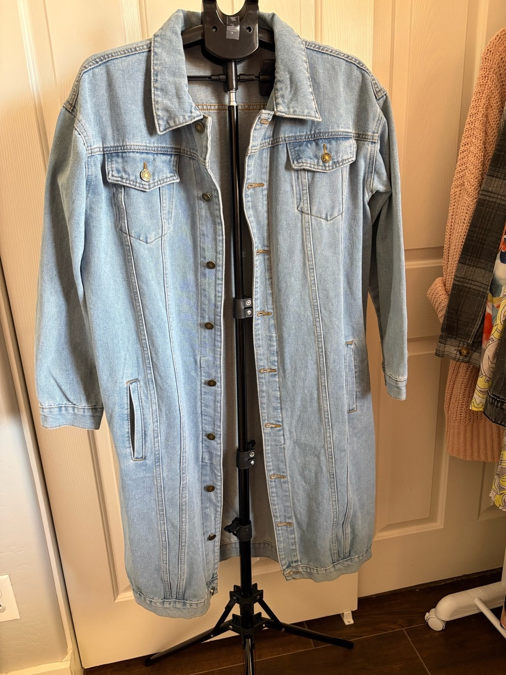 Light Blue Denim Longline Jacket - Unbranded
